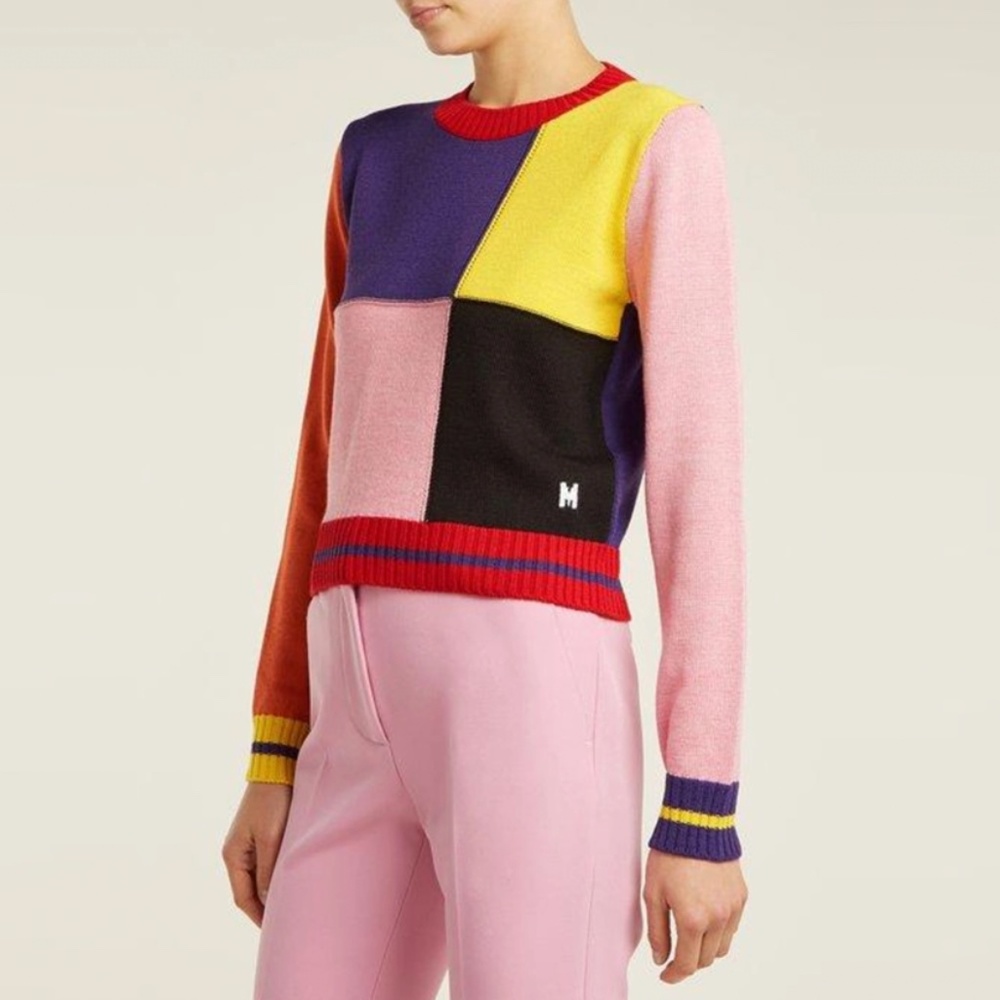 MSGM Color Block Patchwork Wool-Blend Sweater (Multicolored) - Picture 3 of 16